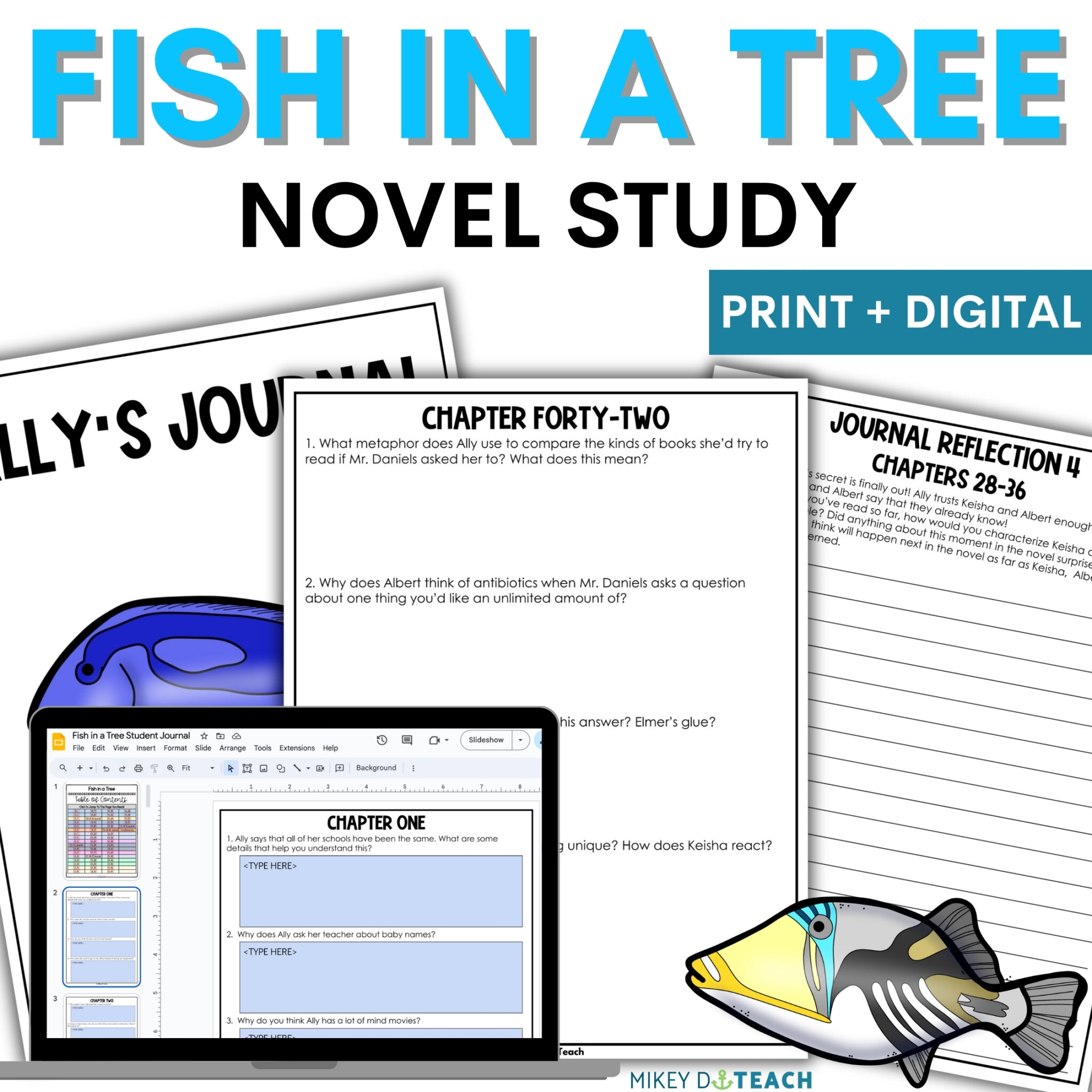 Fish in a Tree Novel Study Guide - Reading Comprehension and Reflection ...