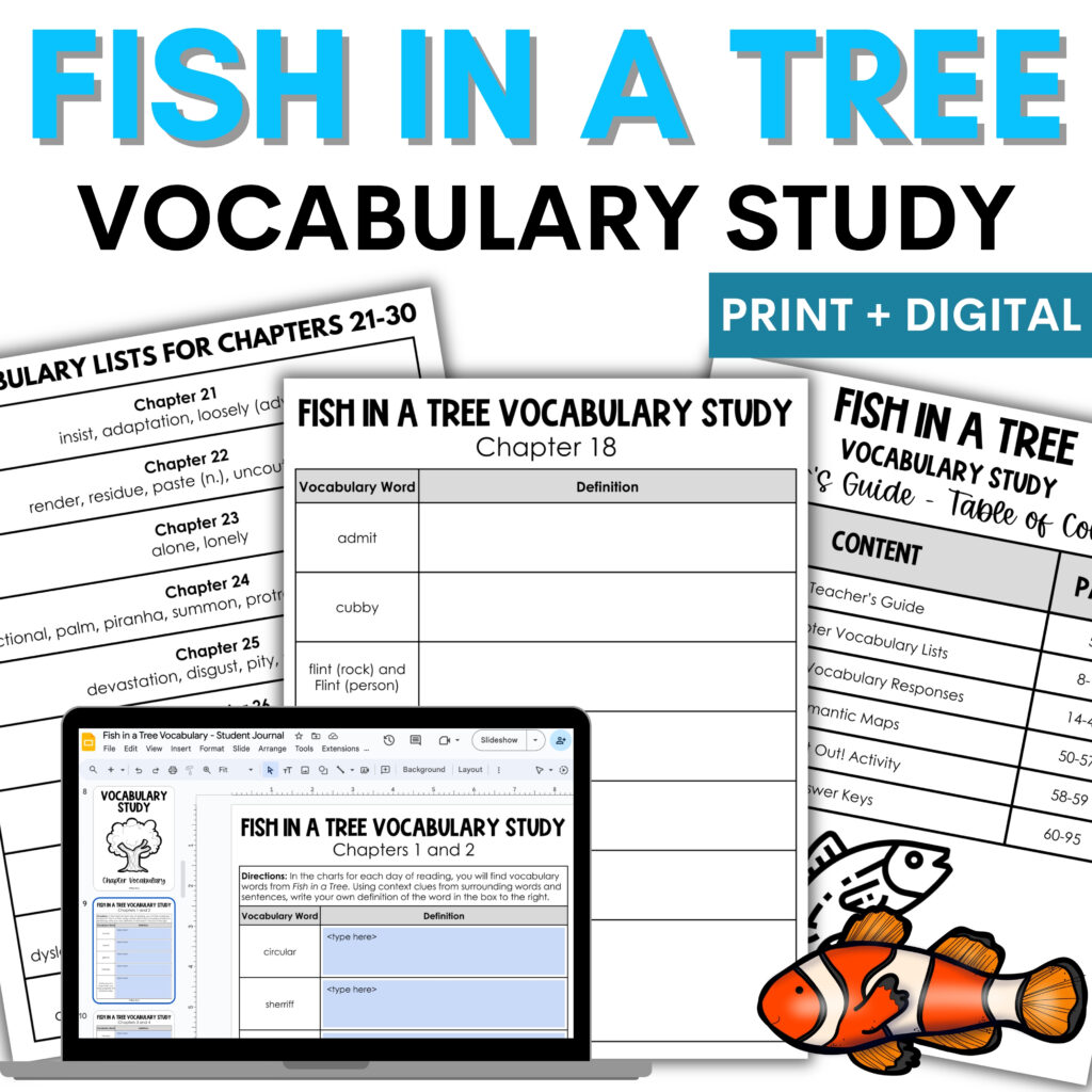 Fishtree Fish in a Tree Vocabulary Study - Reading & Writing Practice - PRINT ...