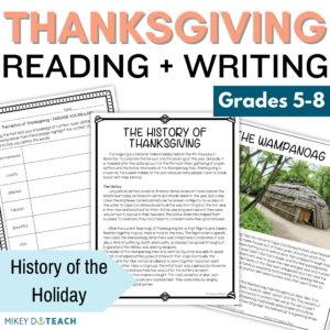 thanksgiving reading comprehension cover