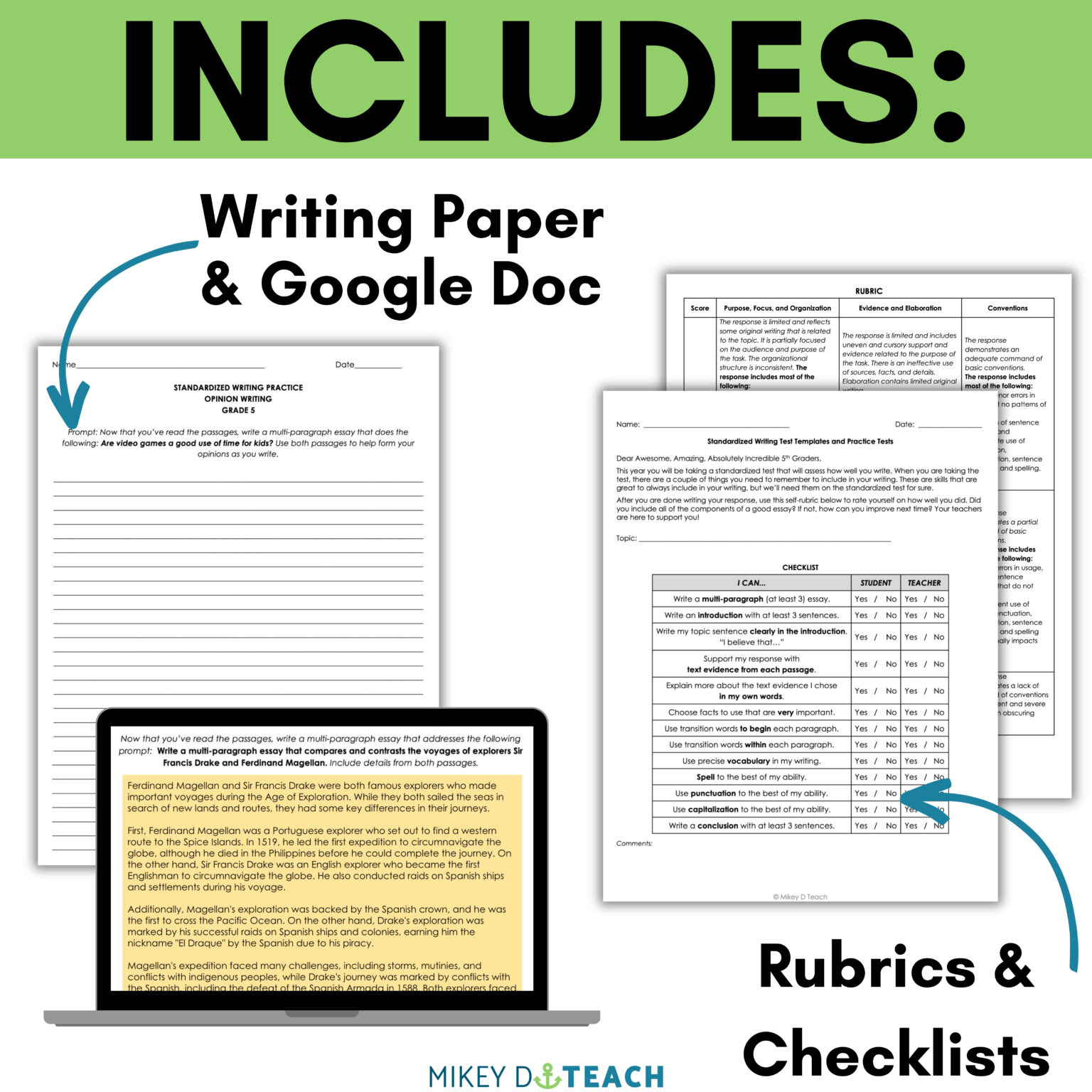 5th Grade Informational & Opinion Essay Writing - Grade 5 Writing Test ...